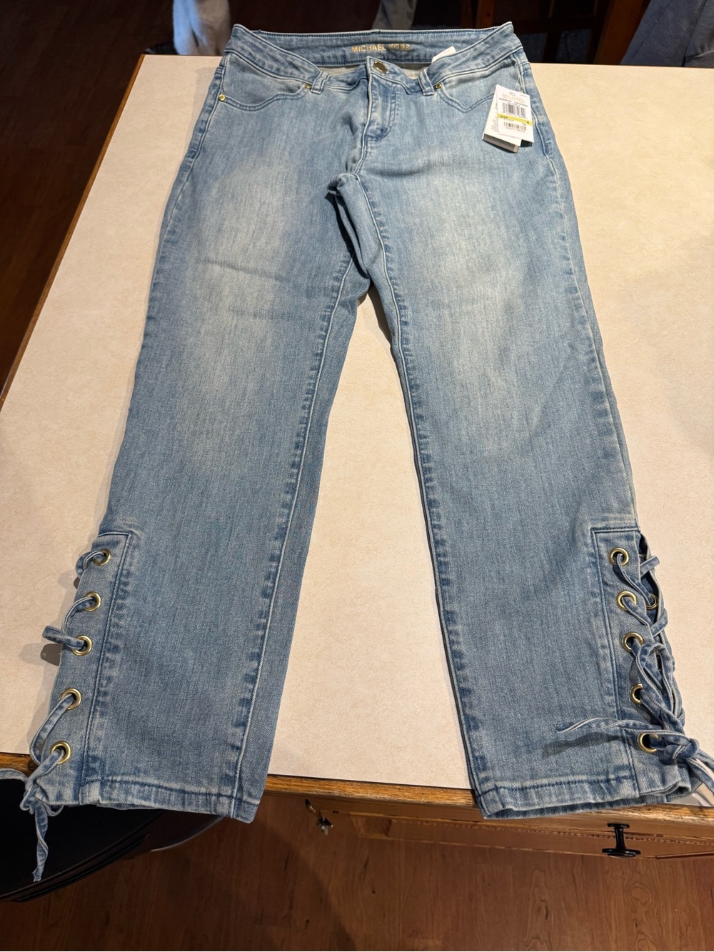Light Blue Lace-Up Hem Women’s Jeans - Michael Kors nwt